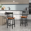 24.5" Swivel Bar Stools Set of 2 Solid Rubber Wood Counter Height Bar Chairs with Footrests for Kitchen Counters Pub