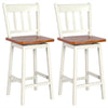 24.5" Swivel Bar Stools Set of 2 Solid Rubber Wood Counter Height Bar Chairs with Footrests for Kitchen Counters Pub