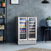 24" Dual Zone Wine Beverage Refrigerator 18 Bottle 57 Can Wine Cooler Drink Fridge with Memory Temperature Control