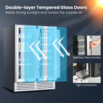 24" Dual Zone Wine and Beverage Cooler Refrigerator Freestanding Undercounter Drink Fridge for 18 Bottles & 57 Cans with Glass Door & Temp Control