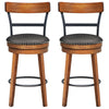 25.5" Swivel Bar Stools Set of 2 Counter Height Dining Chairs with Leather Padded Seats & Ergonomic Backrests