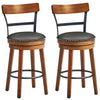 25.5" Swivel Bar Stools Set of 2 Counter Height Dining Chairs with Leather Padded Seats & Ergonomic Backrests