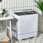 Portable Washing Machine 26LBS Semi-automatic Compact Twin Tub Washer Spin Dryer with Built-in Drain Pump