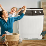 Portable Washing Machine 26LBS Semi-automatic Compact Twin Tub Washer Spin Dryer with Built-in Drain Pump