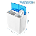 Portable Washing Machine 2 in 1 Compact Twin Tub Washer and Spin Dryer Combo 26lbs with Built-in Drain Pump, Small Washer for Home Apartment