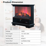 27" Freestanding Fireplace 1400W 3-Sided Electric Fireplace Heater with 3-Level Vivid Flame & Thermostat