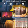 27" Freestanding Fireplace 1400W 3-Sided Electric Fireplace Heater with 3-Level Vivid Flame & Thermostat