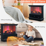 27" Freestanding Fireplace 1400W 3-Sided Electric Fireplace Heater with 3-Level Vivid Flame & Thermostat