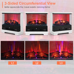 27" Freestanding Fireplace 1400W 3-Sided Electric Fireplace Heater with 3-Level Vivid Flame & Thermostat