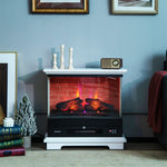 27" Freestanding Fireplace 1400W 3-Sided Electric Fireplace Heater with 3-Level Vivid Flame & Thermostat