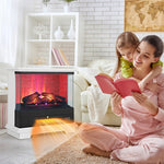 27" Freestanding Fireplace 1400W 3-Sided Electric Fireplace Heater with 3-Level Vivid Flame & Thermostat