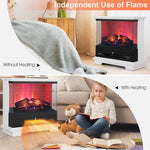 27" Freestanding Fireplace 1400W 3-Sided Electric Fireplace Heater with 3-Level Vivid Flame & Thermostat