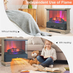 27" Freestanding Fireplace 1400W 3-Sided Electric Fireplace Heater with 3-Level Vivid Flame & Thermostat