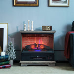 27" Freestanding Fireplace 1400W 3-Sided Electric Fireplace Heater with 3-Level Vivid Flame & Thermostat