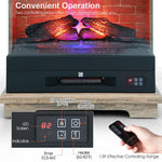 27" Freestanding Fireplace 1400W 3-Sided Electric Fireplace Heater with 3-Level Vivid Flame & Thermostat