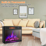 28" Electric Fireplace Insert, 1350W Freestanding Recessed Fireplace Heater with Remote Control, 3-Color Flame, Adjustable Temperature & 6H Timer