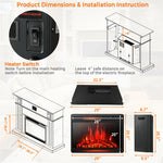 28" Electric Fireplace Insert 1350W Freestanding Recessed Fireplace Heater with Remote Contro & Built-in Thermostatl