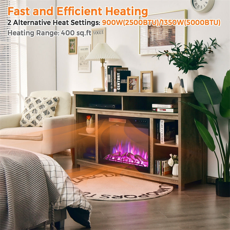 28" Electric Fireplace Insert, 1350W Freestanding Recessed Fireplace Heater with Remote Control, 3-Color Flame, Adjustable Temperature & 6H Timer