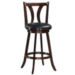 29" Swivel Bar Stools Set of 2 Solid Wood Bar Height Dining Chairs with Leather Padded Seats & Rubber Wood Legs, High Back Kitchen Chairs