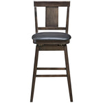 Classic Wooden Swivel Bar Stool 29" Bar Height Dining Chair with Leather Padded Seat, Single Slat Back & Rubber Wood Legs