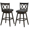 Swivel Bar Stool Set of 2, Rubber Wood 29.5" Counter Height Dining Chairs with Upholstered Cushions, Ergonomic Backrests & Footrests