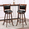 29" Swivel Bar Stools Set of 2 Wood Upholstered Bar Height Dining Chairs with Ergonomic Backrest