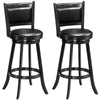 29" Swivel Bar Stools Set of 2 Wood Upholstered Bar Height Dining Chairs with Ergonomic Backrest