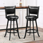 29" Swivel Bar Stools Set of 2 Wood Upholstered Bar Height Dining Chairs with Ergonomic Backrest