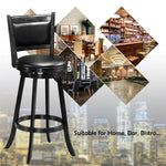 29" Swivel Bar Stools Set of 2 Wood Upholstered Bar Height Dining Chairs with Ergonomic Backrest