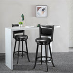 29" Swivel Bar Stools Set of 2 Wood Upholstered Bar Height Dining Chairs with Ergonomic Backrest