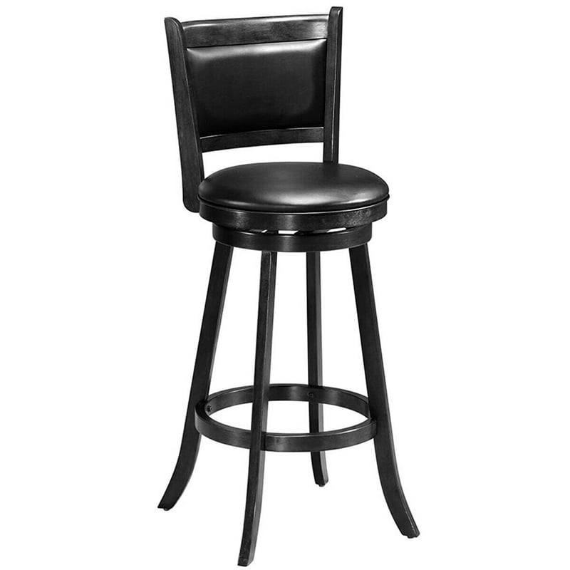 29" Swivel Bar Stools Set of 2 Wood Upholstered Bar Height Dining Chairs with Ergonomic Backrest