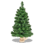 2FT Tabletop Mini Christmas Tree Artificial Green Spruce Xmas Tree for Home Office Decoration with 96 PVC Branch Tips, Cloth Bag Base