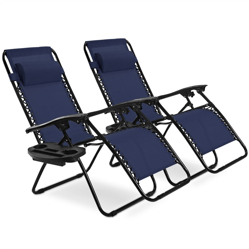 2 PCS Outdoor Folding Zero Gravity Chairs Lounge Chairs Reclining Patio Chairs