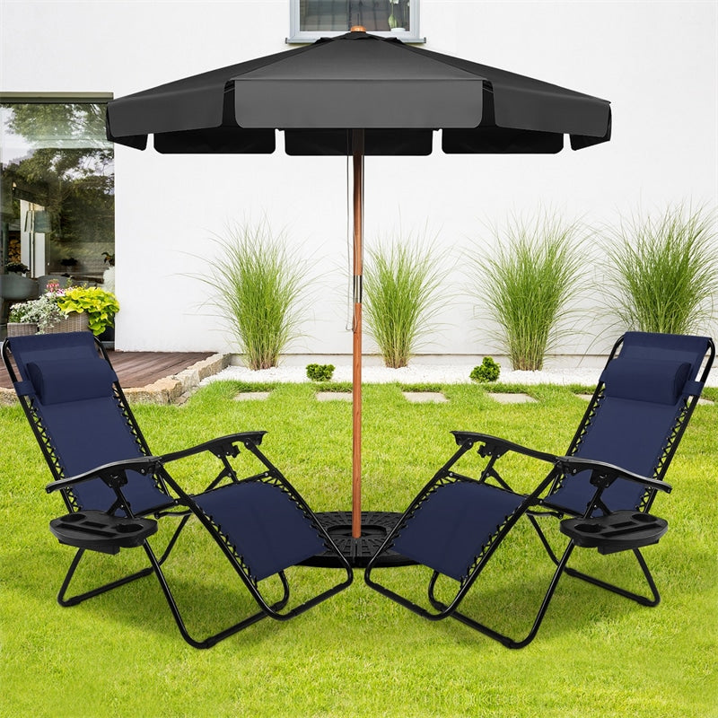 2 PCS Outdoor Folding Zero Gravity Chairs Lounge Chairs Reclining Patio Chairs