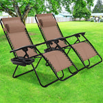 2 PCS Outdoor Folding Zero Gravity Chairs Lounge Chairs Reclining Patio Chairs