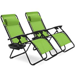 2 PCS Outdoor Folding Zero Gravity Chairs Lounge Chairs Reclining Patio Chairs