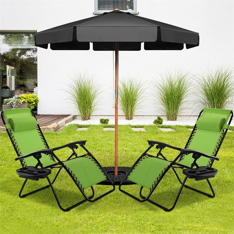 2 PCS Outdoor Folding Zero Gravity Chairs Lounge Chairs Reclining Patio Chairs