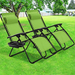 2 PCS Outdoor Folding Zero Gravity Chairs Lounge Chairs Reclining Patio Chairs