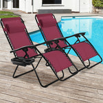 2 PCS Outdoor Folding Zero Gravity Chairs Lounge Chairs Reclining Patio Chairs