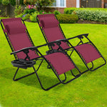 2 PCS Outdoor Folding Zero Gravity Chairs Lounge Chairs Reclining Patio Chairs