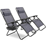 2 PCS Outdoor Folding Zero Gravity Chairs Lounge Chairs Reclining Patio Chairs