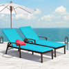 2 PCS Outdoor Wicker Chaise Lounge Patio Lounge Chair Rattan Pool Sun Lounger with Cushions & Adjustable Backrests