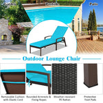 2 PCS Outdoor Wicker Chaise Lounge Patio Lounge Chair Rattan Pool Sun Lounger with Cushions & Adjustable Backrests