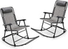 2PCS Patio Folding Rocking Chairs High Back Outdoor Rockers Camping Chairs with Pillows, Armrests & Footrests