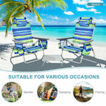 3 Pcs Outdoor Folding Backpack Beach Chairs 5-Position Sling Chair Set with Side Table