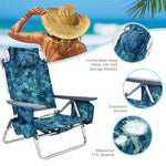 3 Pcs Outdoor Folding Backpack Beach Chairs 5-Position Sling Chair Set with Side Table