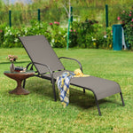 2 Pack Outdoor Sling Chaise Lounges Patio Lounge Chairs Sunbathing Chairs Sun Loungers with 5 Adjustable Backrests & Sturdy Steel Frames