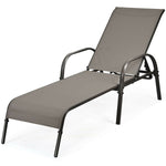 2-Pack Outdoor Sling Chaise Lounge Chairs with 5-Position Adjustable Backrest, Steel Frame Patio Sun Loungers for Poolside, Yard & Balcony