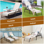 2 Pack Outdoor Sling Chaise Lounges Patio Lounge Chairs Sunbathing Chairs Sun Loungers with 5 Adjustable Backrests & Sturdy Steel Frames