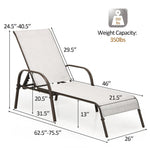 2-Pack Outdoor Sling Chaise Lounge Chairs with 5-Position Adjustable Backrest, Steel Frame Patio Sun Loungers for Poolside, Yard & Balcony